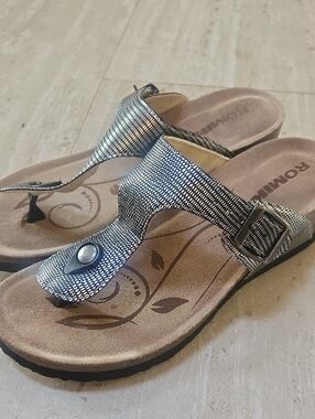 Romika Stylish Black/Silver Wedge Sandals